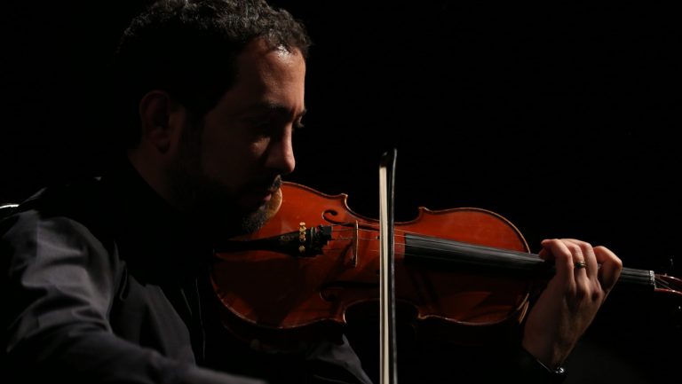 Video recording of a sequence from a movie composed by Behzad Abdi with Bell Strings Ensemble